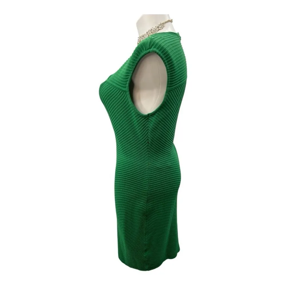 Vince Camuto Kelly Green Bodycon Midi Dress Crew Neck Sleeveless - Image 2