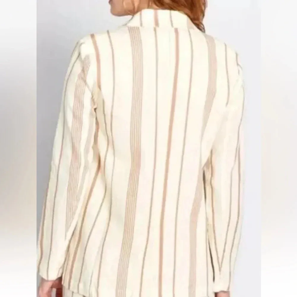 Modcloth  New Opportunity Linen-Blend Blazer Jacket Stripes  Plus Size 4X NWT - Image 4