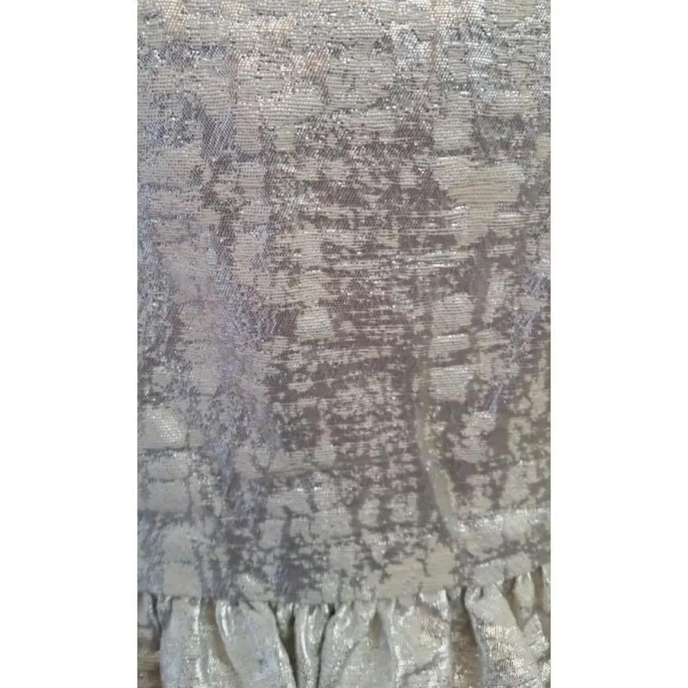 Silver Metallic Jacquard Strapless Party Dress with Pockets by Wendy Bird Sz 2 - Image 3