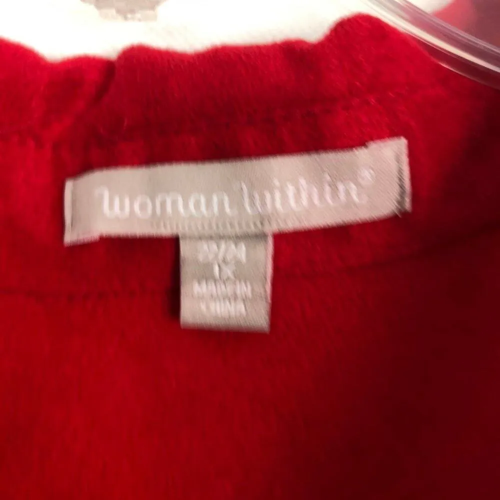 Woman Within Button Front Shirt Womens 1X Relaxed Holiday Christmas Party Event - Image 2