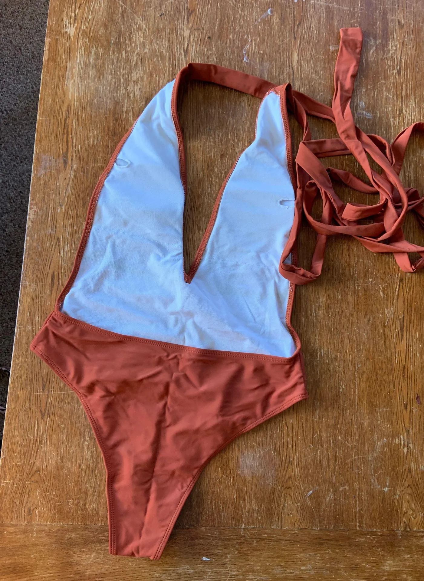 SheIn Rust Orange One-Piece Bathing Suit - Image 2