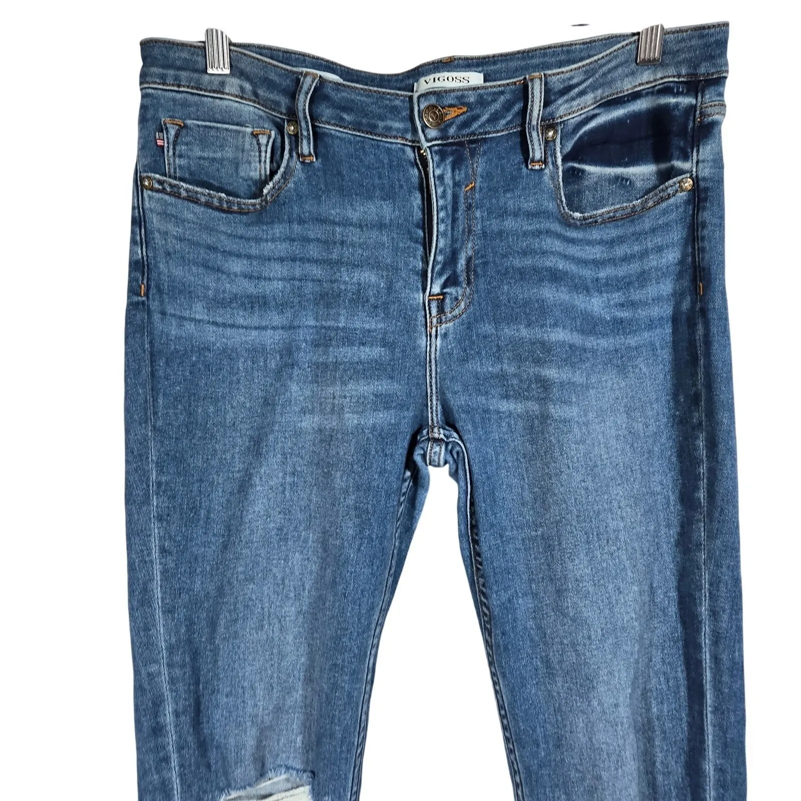 VIGOSS Marley Skinny Jeans Women's Blue Distressed Frayed Hem Size 31‎ - Image 3