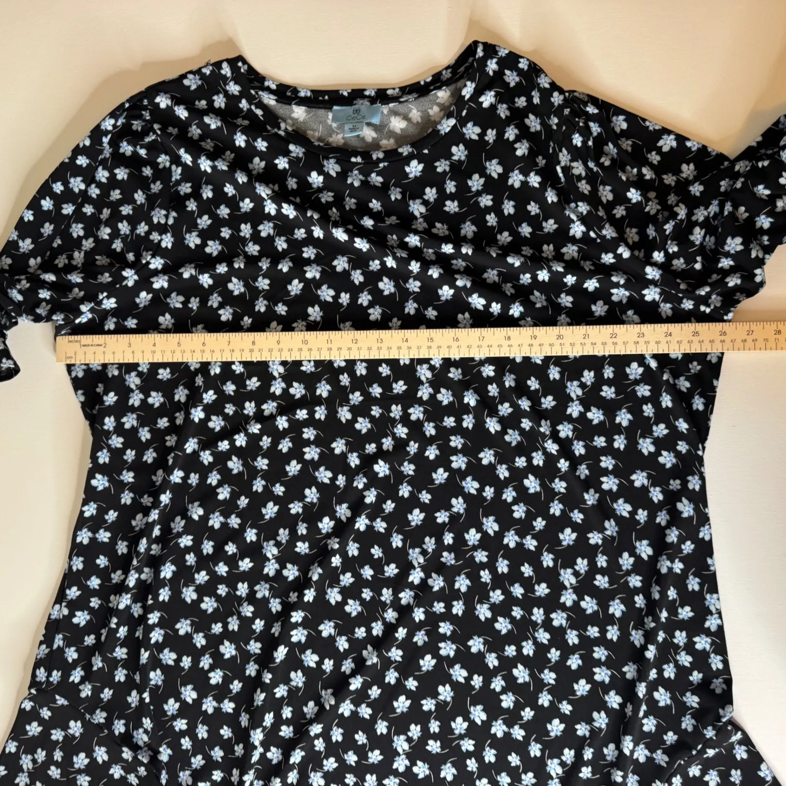 CeCe Womens Floral Mini Dress Sz 3X Ruffle Sleeve Tiered Hem Flowy Bloomcore - Image 9