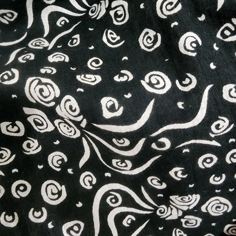 Earth Song Black White Print Cotton Summer Dress Size M - Image 8