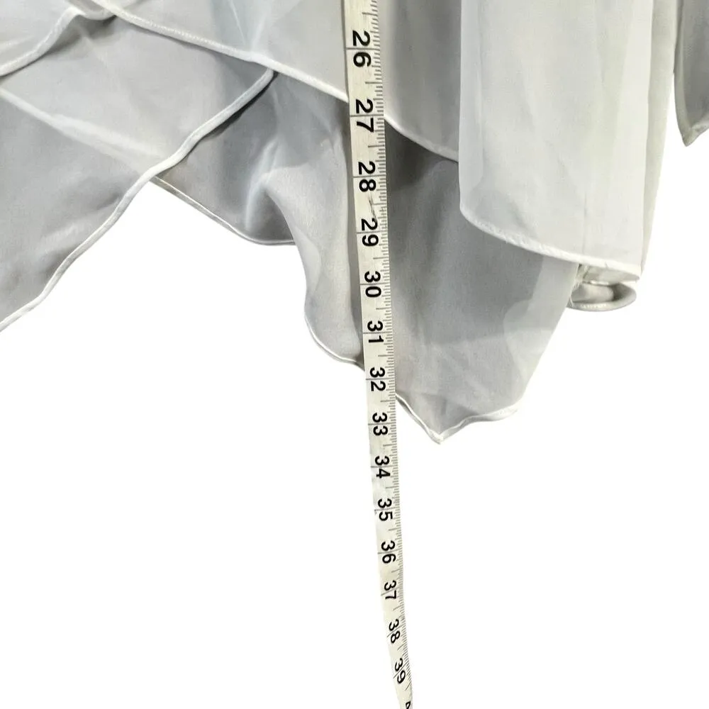 Sharagano Blouse Womens S White Bell Slit Sleeve Asymmetric Layers Modern Fairy - Image 10