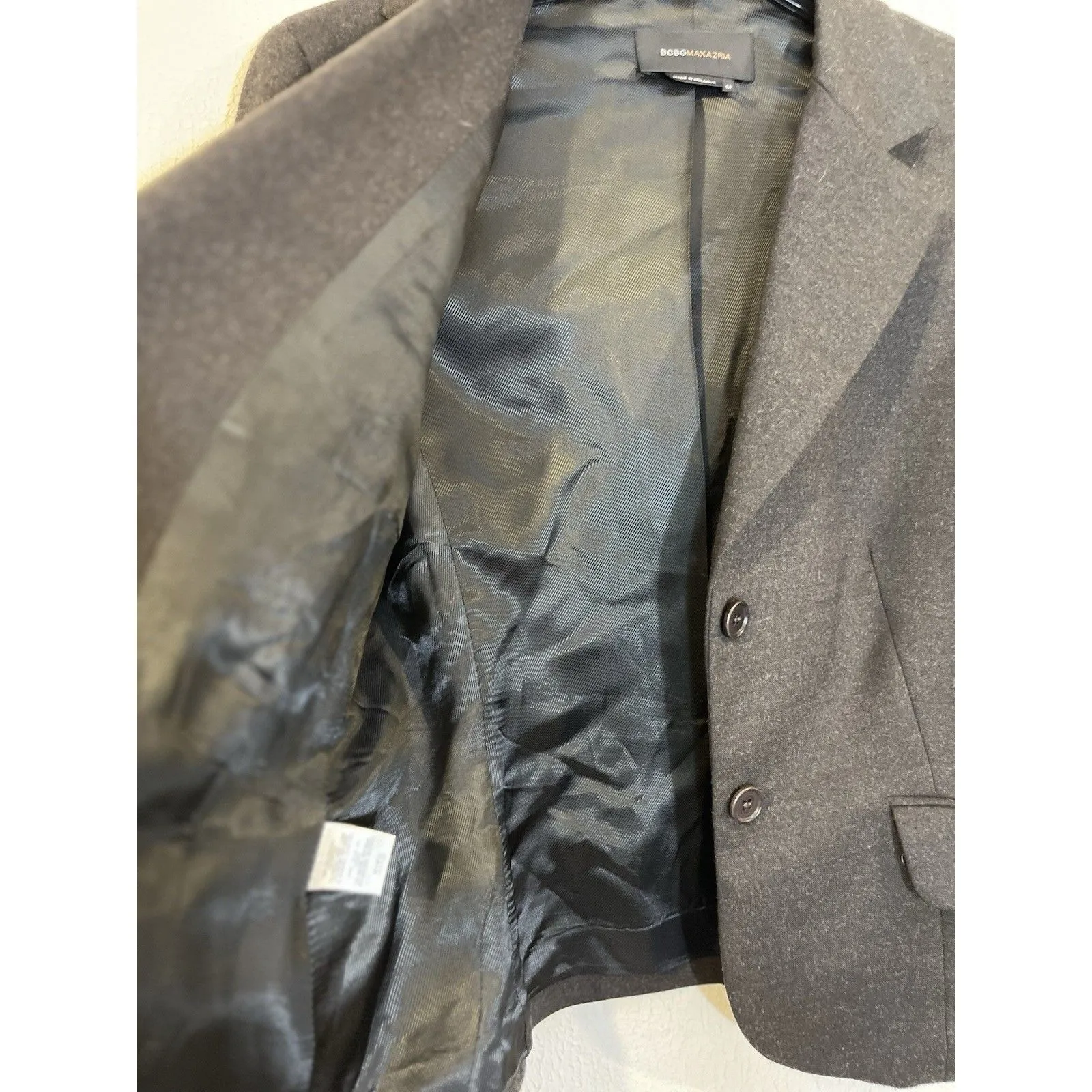 BCBG Maxazria Jacket Blazer Black Gray Tuxedo Button Women’s Size Medium - Image 7