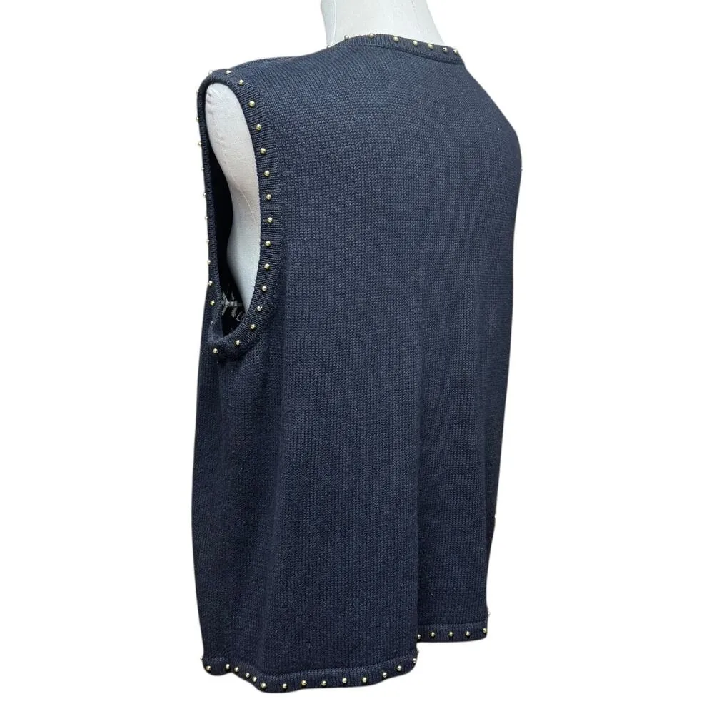 Hampshire Studio Snow Sweater Vest Reindeer Black XL - Image 4