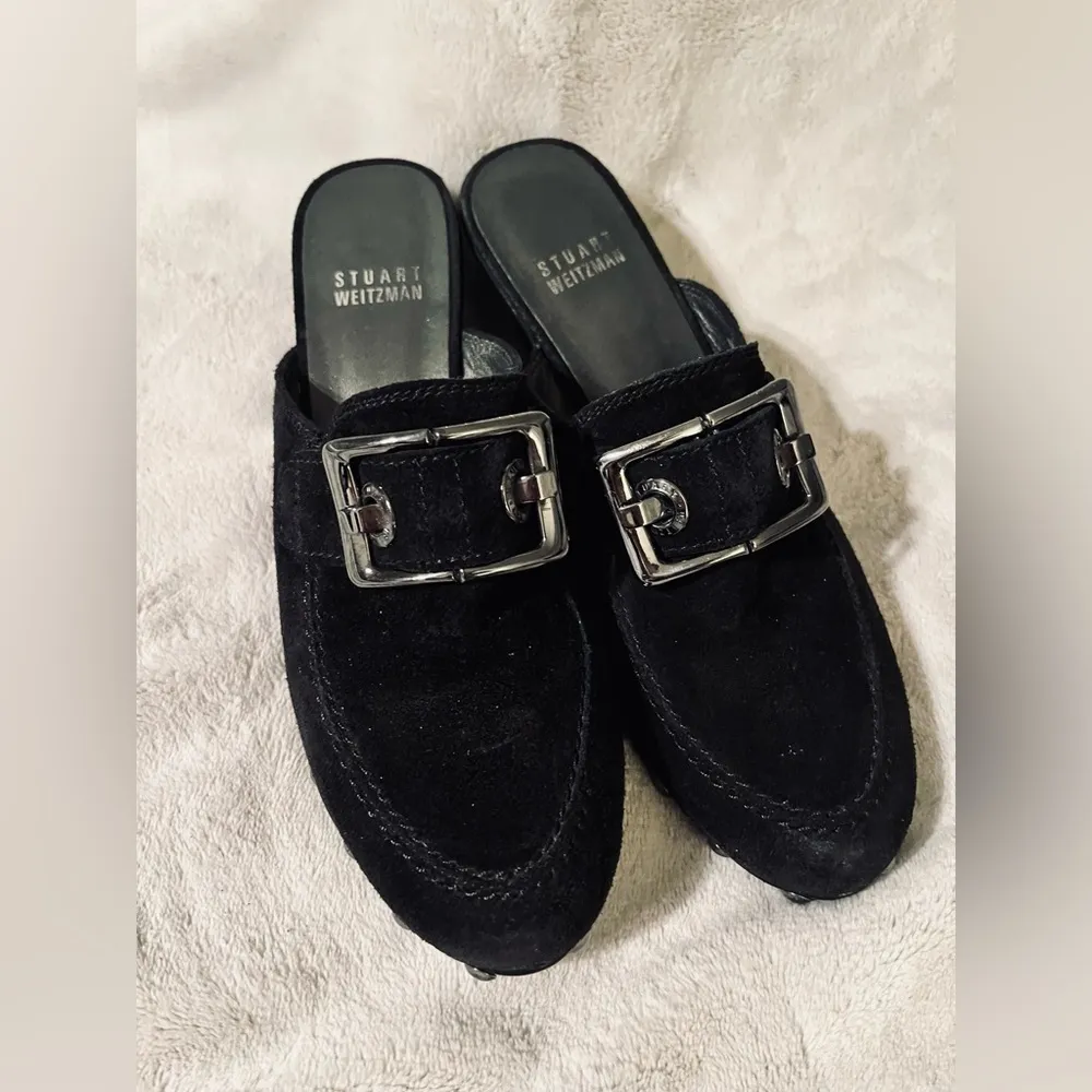 STUART Weitzman Suede Mule Heeled Shoes sz 6.5 - Image 4