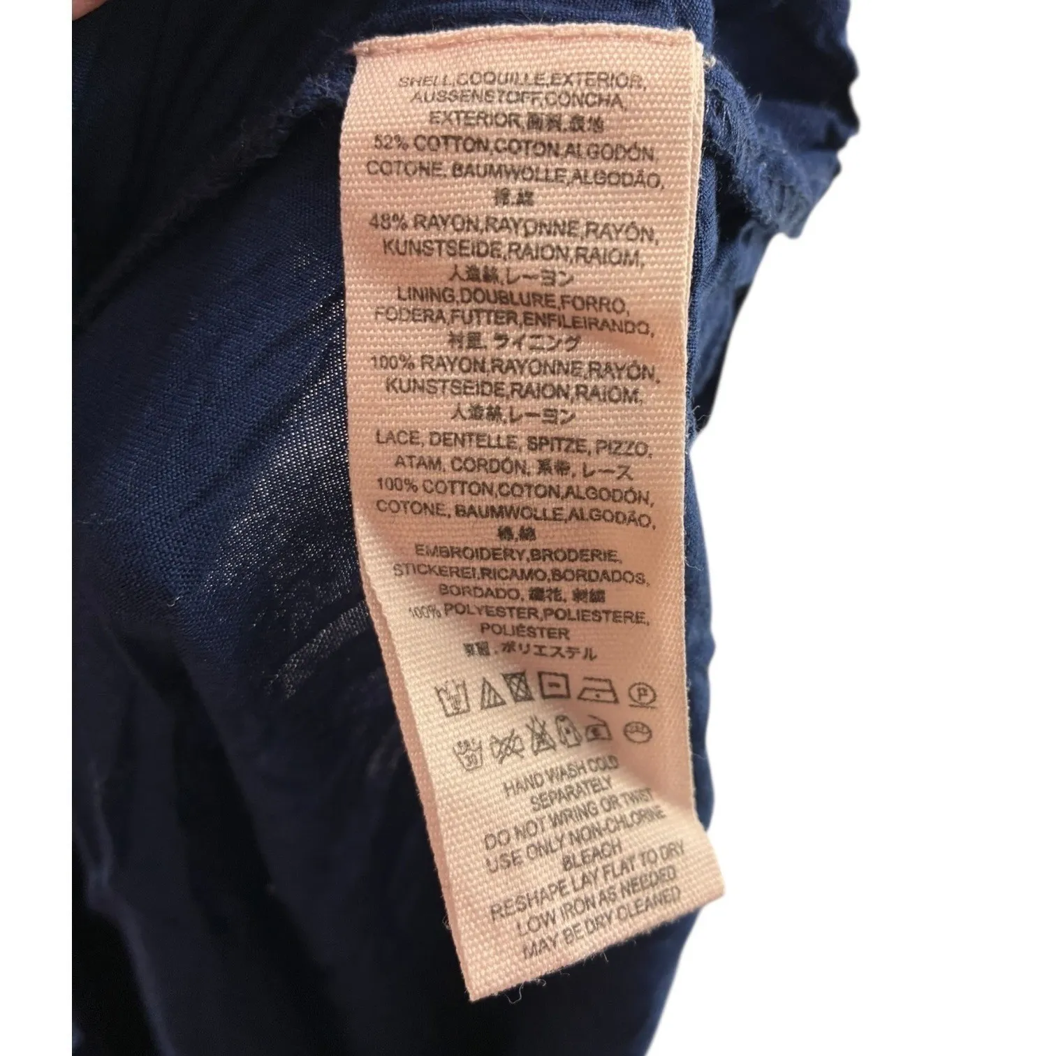 Free People Boho Smocked Dress Navy Off Shoulder Medium - Image 3