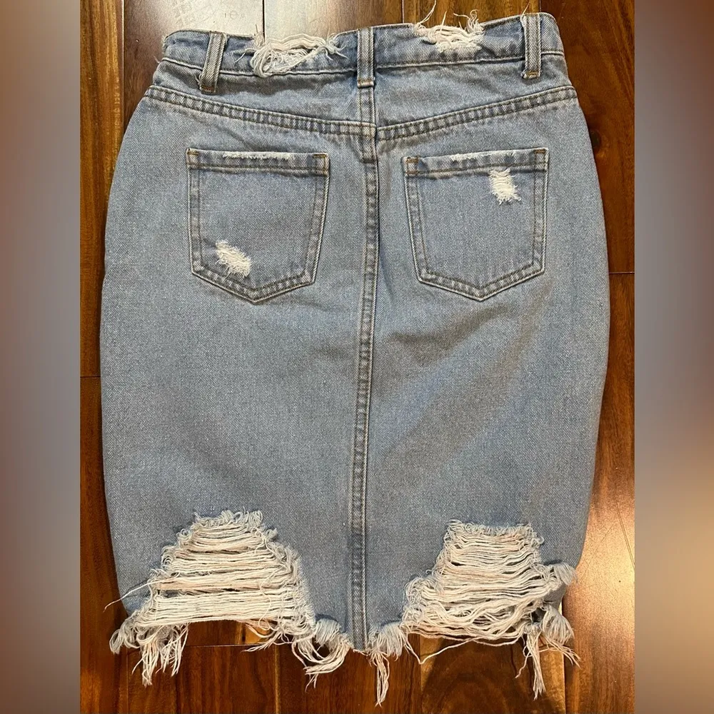 Distressed Denim Skirt - Image 8
