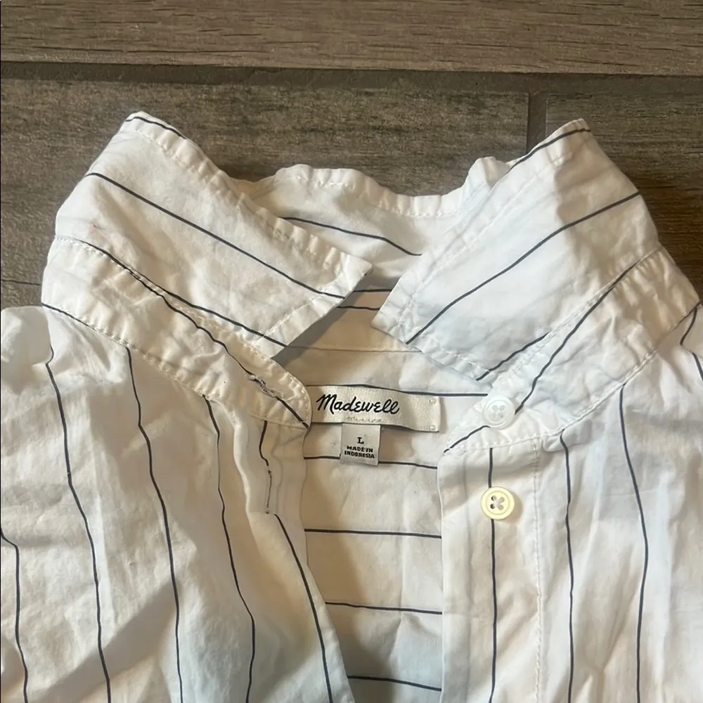 Madewell White Long Sleeve Mandarin Collar Shirt - Image 3