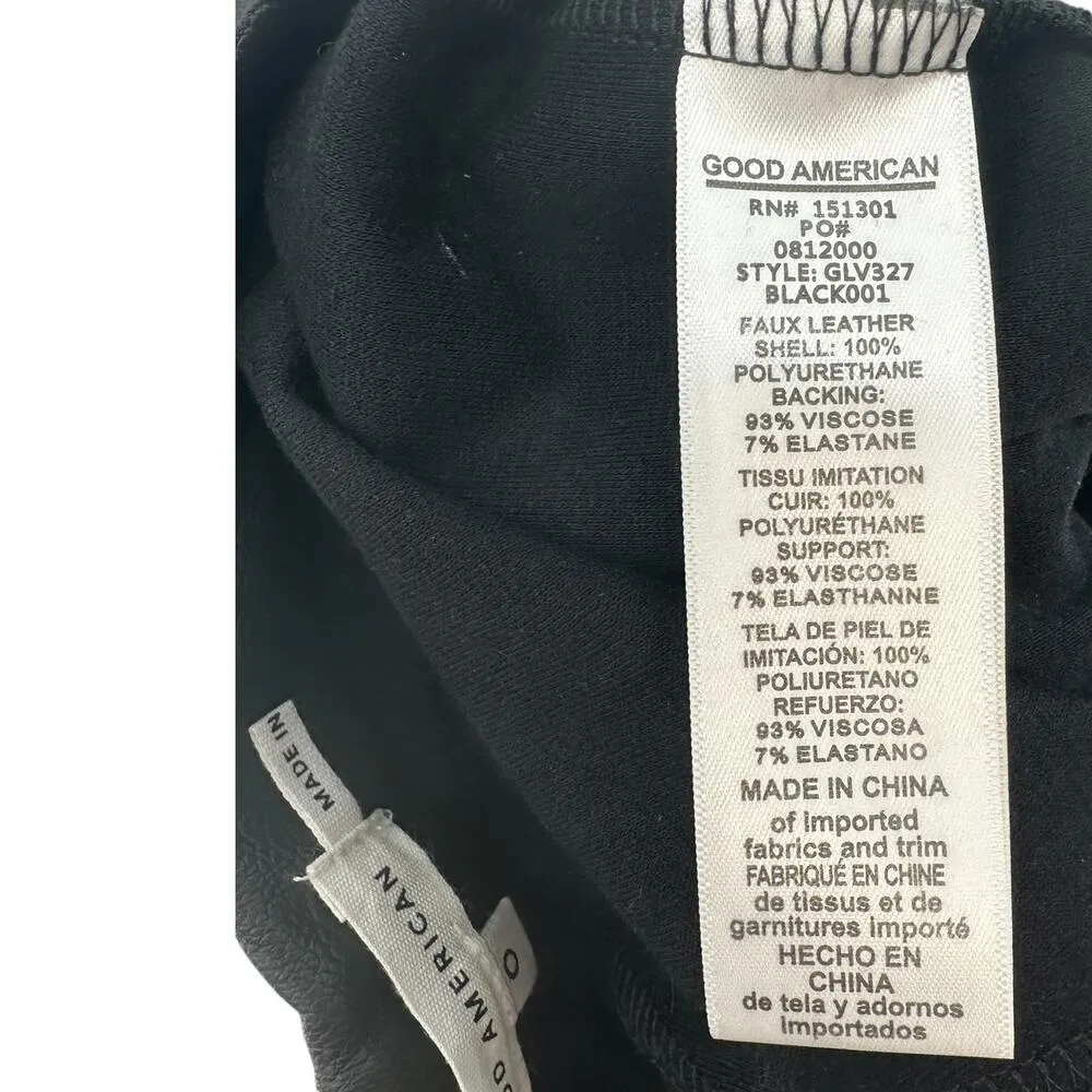 Good American Good Waist Faux Leather Pull On Leggings Pants Black Size 0‎ XS - Image 10