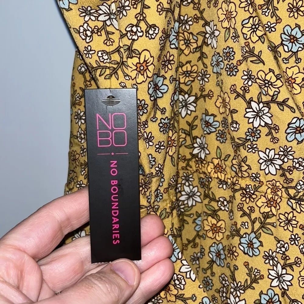 No Boundaries Hi-Low Sundress Ditsy Floral Print Dress Gold Juniors XXL 19 - Image 9