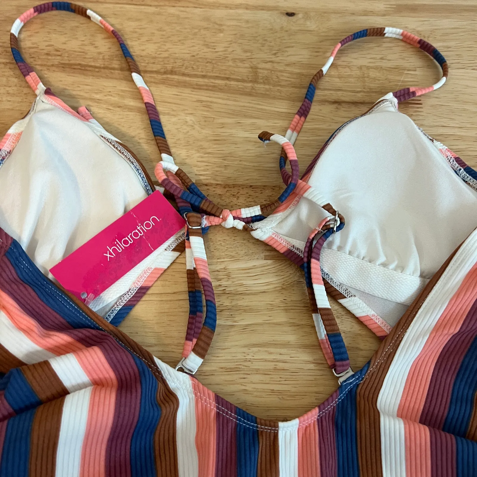 Xhilaration Juniors' Striped Ribbed Tie-Front One Piece Swimsuit - Size XL - NWT - Image 6