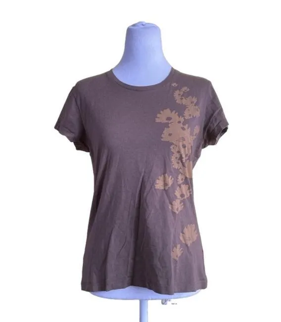 Women's The North Face Brown Floral T-Shirt Size M - Image 2