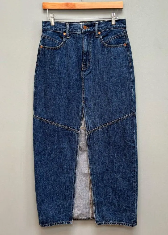 Madewell  90s Denim Mid-Rise Maxi Skirt in Pineland Wash 26 - Image 4