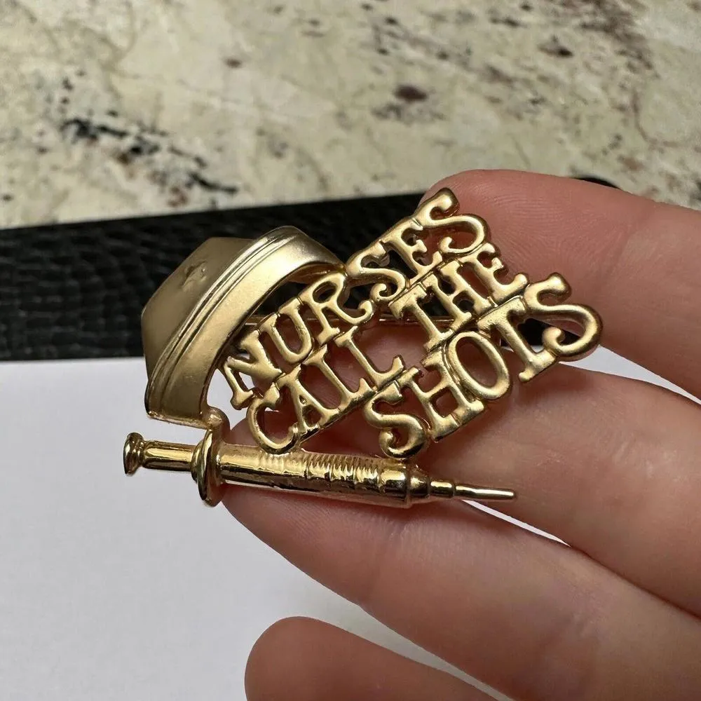 Signed Danecraft Gold Tone Nurses Call The Shots Brooch Pin For A Nurse - Image 3