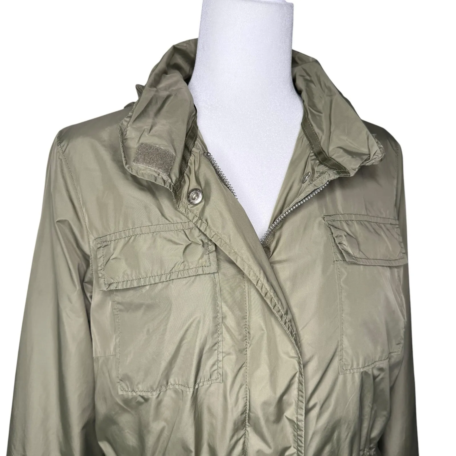 Y2K 2006 Gap M Army Green Rain Coat Jacket‎ Waffle Lined Utility Granola Girl - Image 2