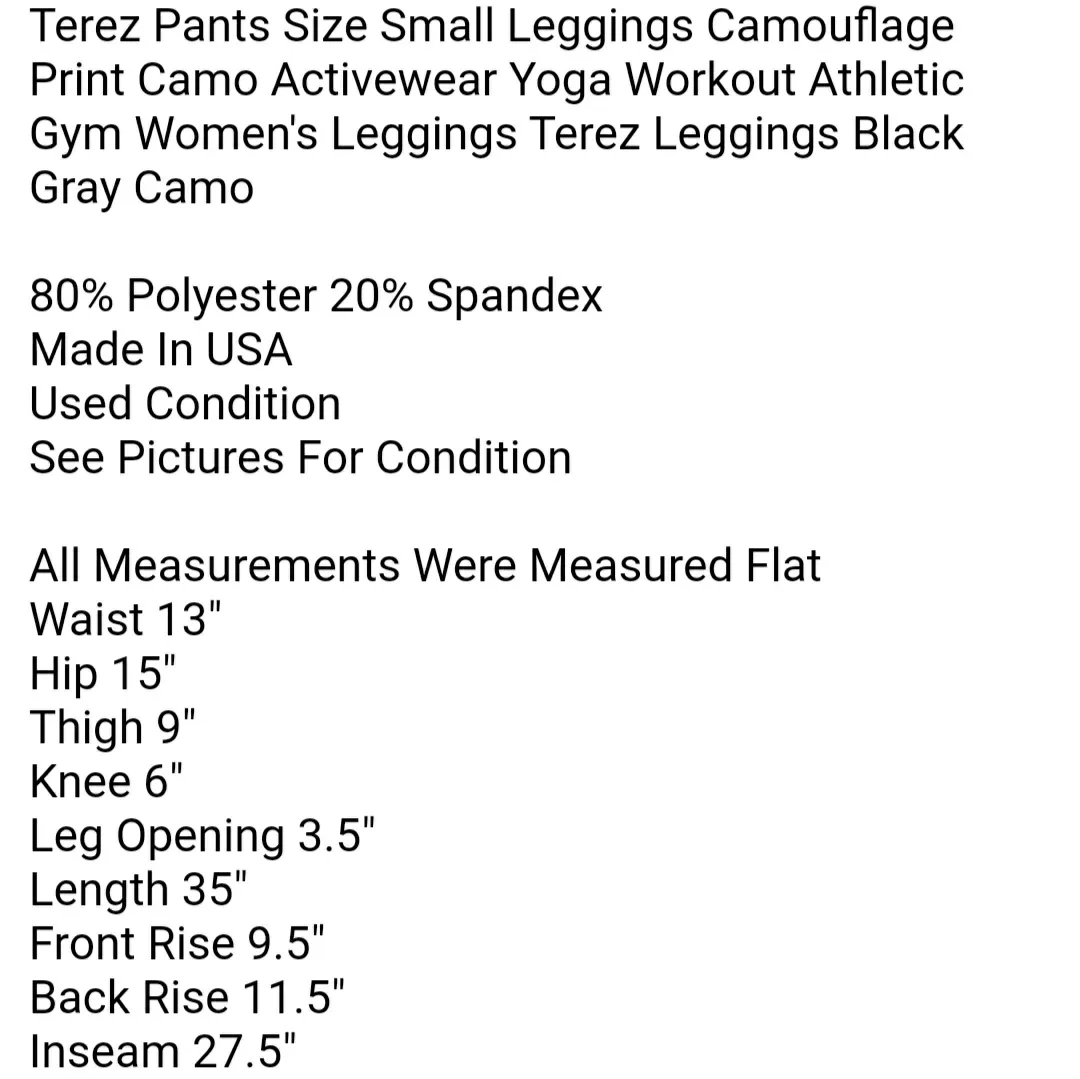 Terez  Pants Size Small Leggings Camouflage Print Camo Activewear Yoga Workout  - Image 6