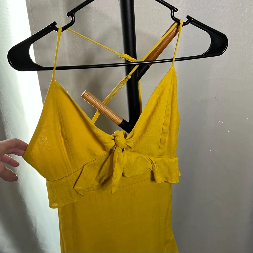 Essue Flounce Yellow Midi Dress - Image 5