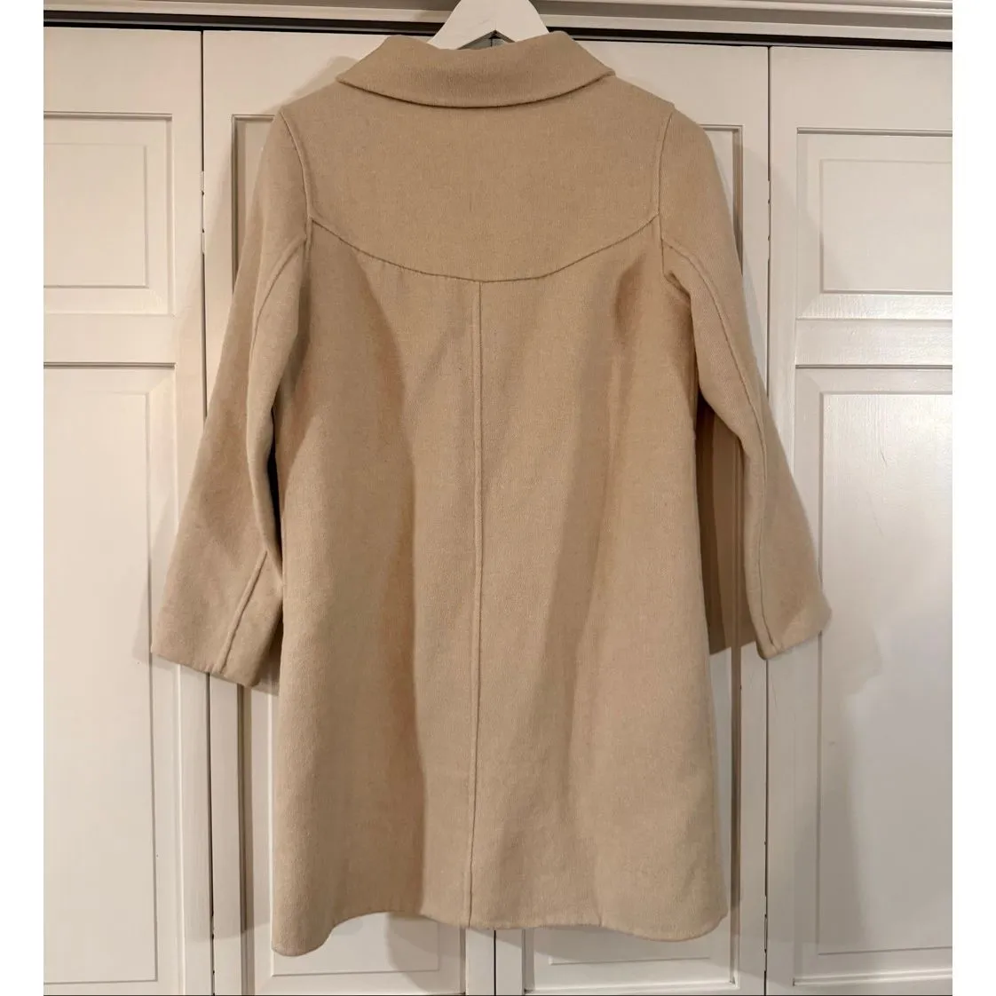 Collared beige wool blend lady jacket peacoat size small - Image 3