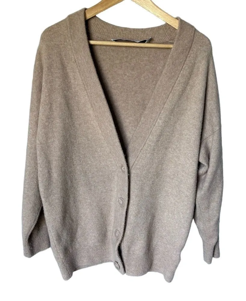 IRO Cardigan Wool Blend Beige Relaxed Fit Button Front Knit Parisian Oversized - Image 1