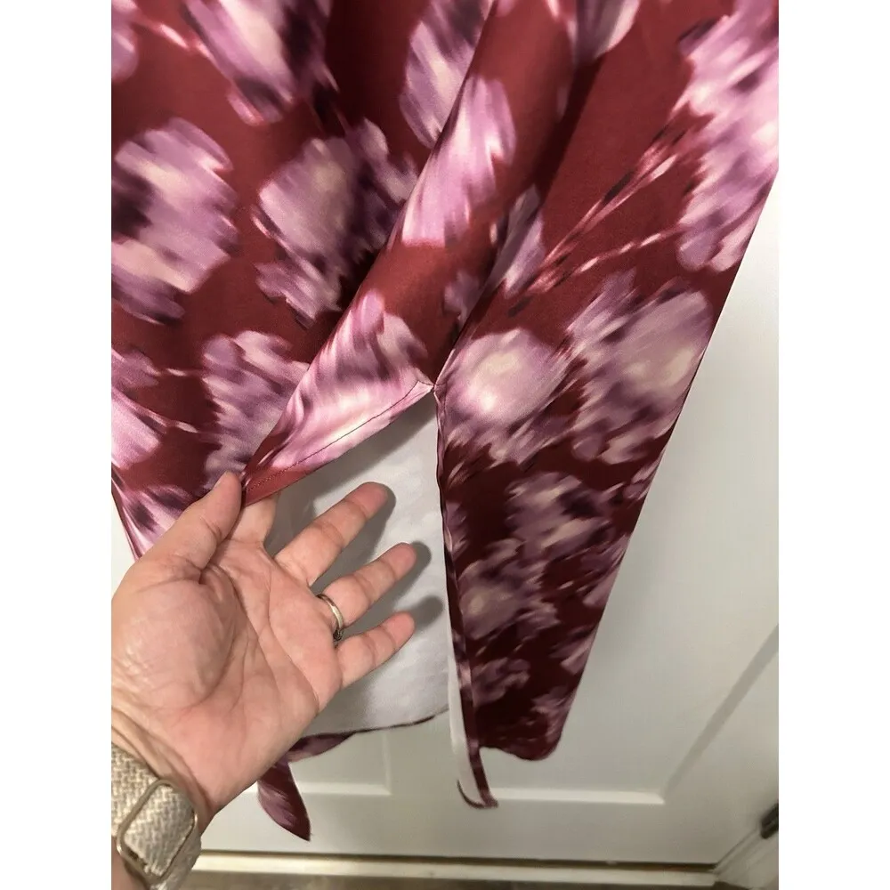 Scoop Women’s Size XL Bodycon Bias Cut Burgundy Floral Sleeveless Modest Dress Pink - Image 3