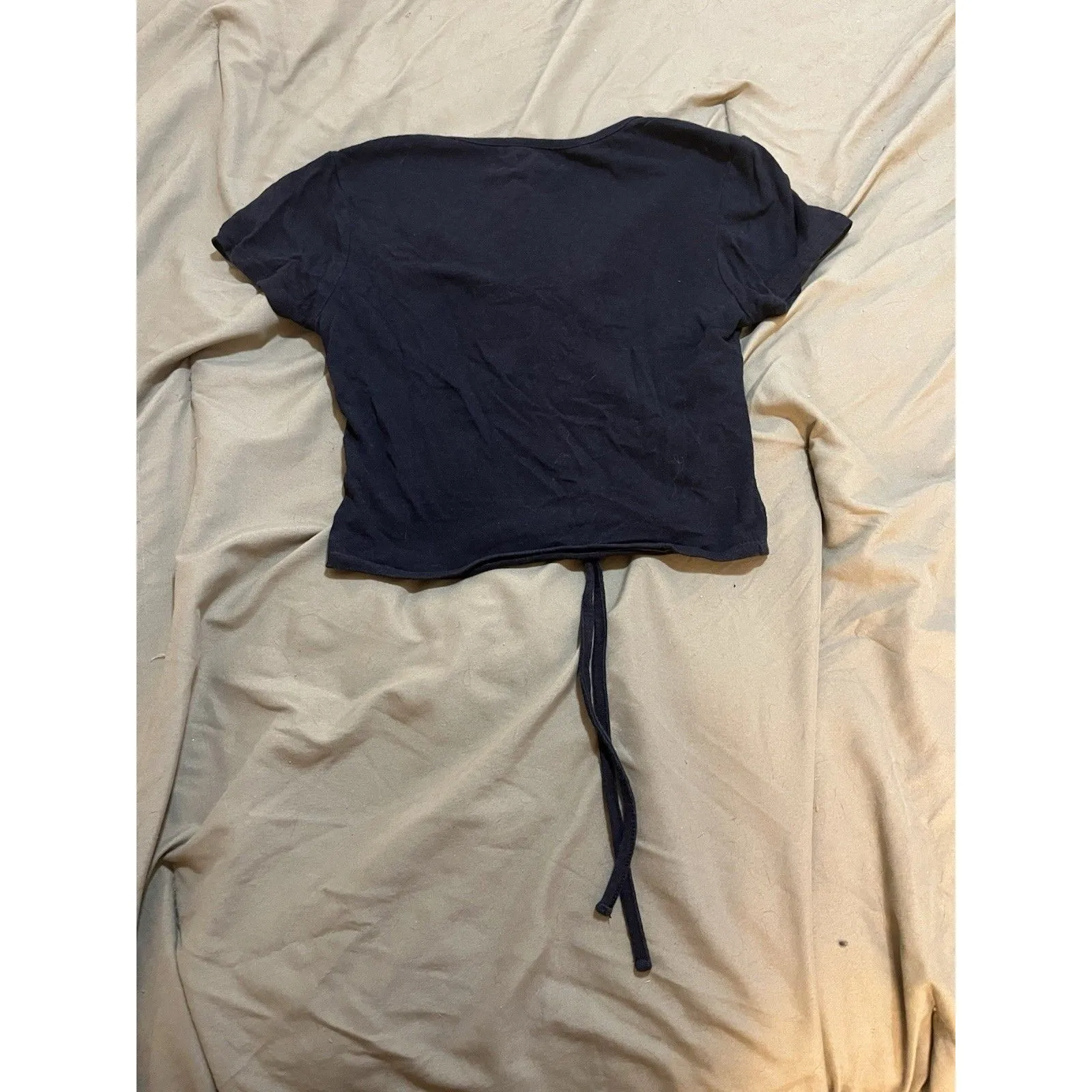 Wild Fable Women’s Black Cinch Front Going Out Top Size XS Short Sleeve V Neck - Image 3