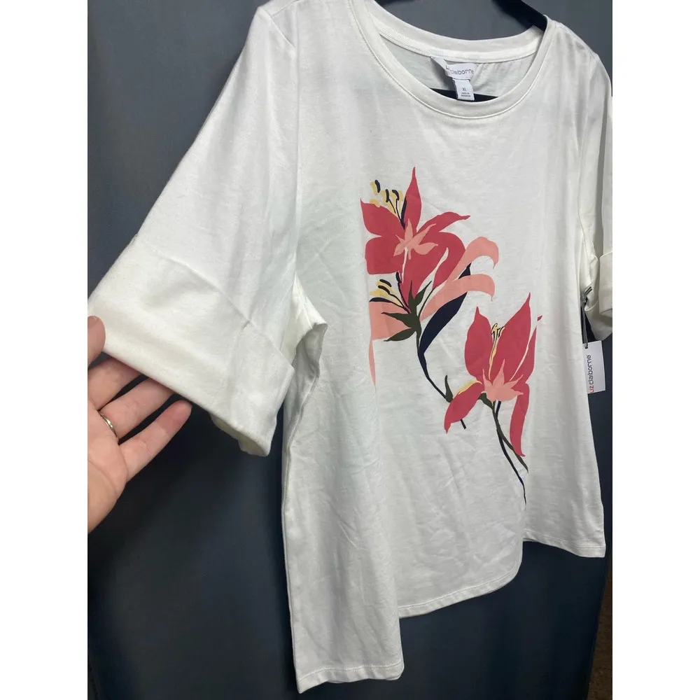 Liz Claiborne Womens Boat Neck Short Sleeve T-Shirt size XL  (b45) - Image 4