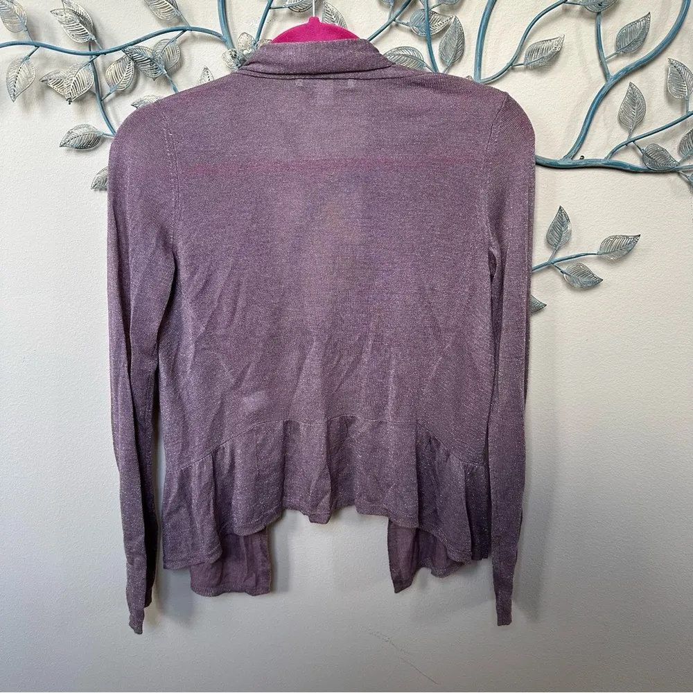 Banana Republic open front dusty rose shimmer peplum cardigan sweater EUC Sm - Image 3