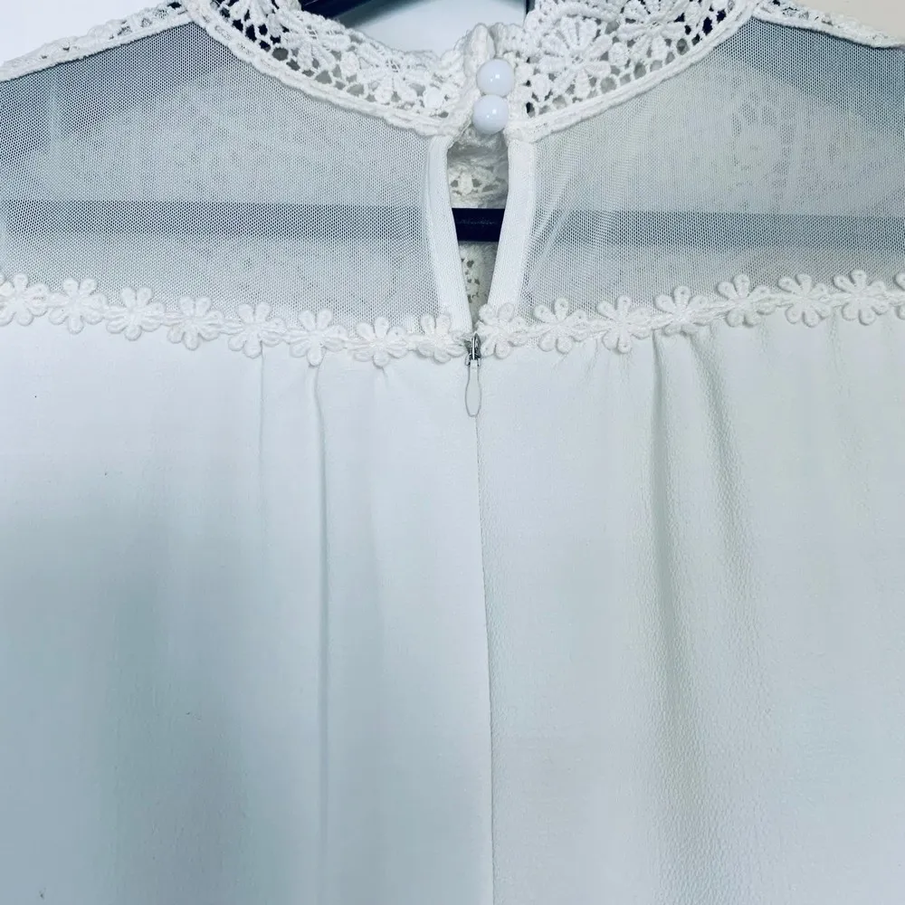 Paradise USA Embroidered Lace Dressy Flowy Romper/Jumpsuit - Ivory | Size: S - Image 11