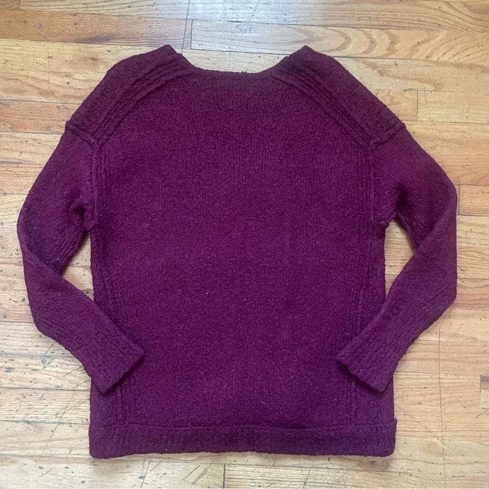 Free People Burgundy Wool Sweater Size Medium - Image 7