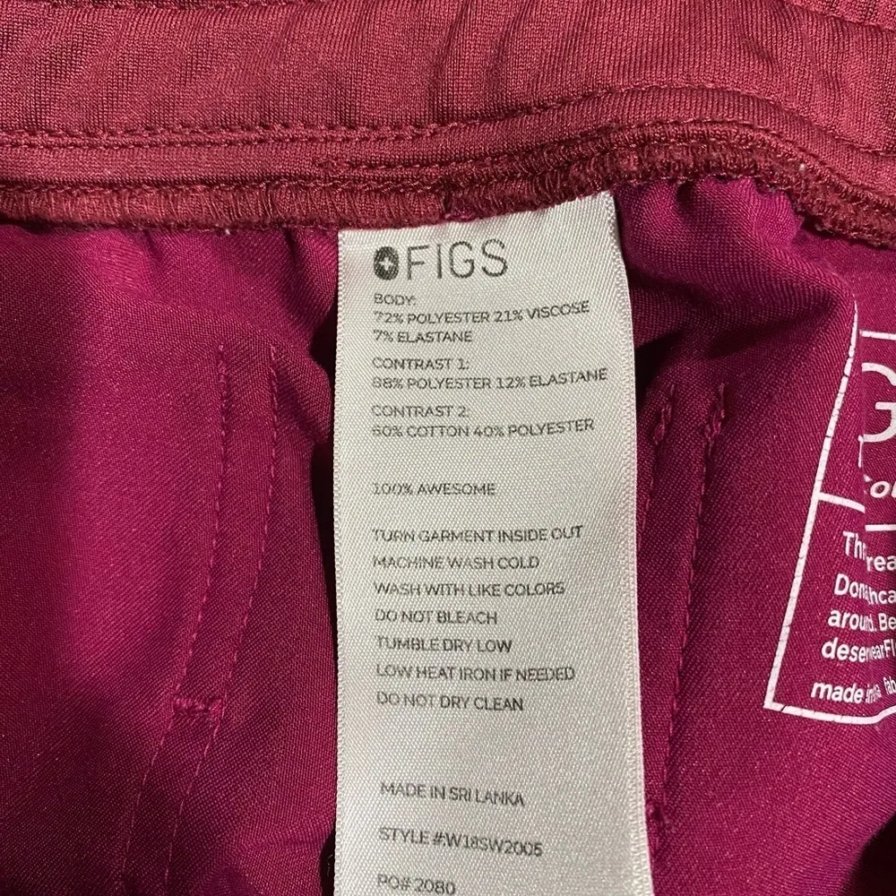 FIGS Zamora 2.0 Jogger Scrub Pants Dark Magenta W18SW2005 PO 2191 Size XS - Image 9