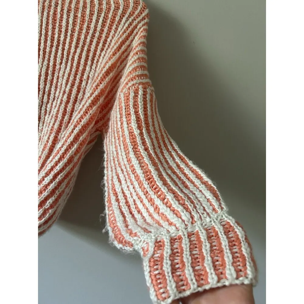 Pol The Moore Sweater Chunky Knit Funnel Neck Orange Striped Size Small Preppy - Image 11