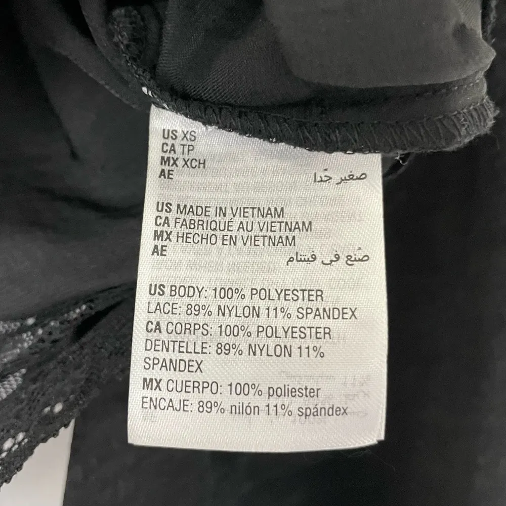 New  Lace Hem V-Neck Balloon Sleeve Crop Top Cropped Blouse Black Size XS - Image 15