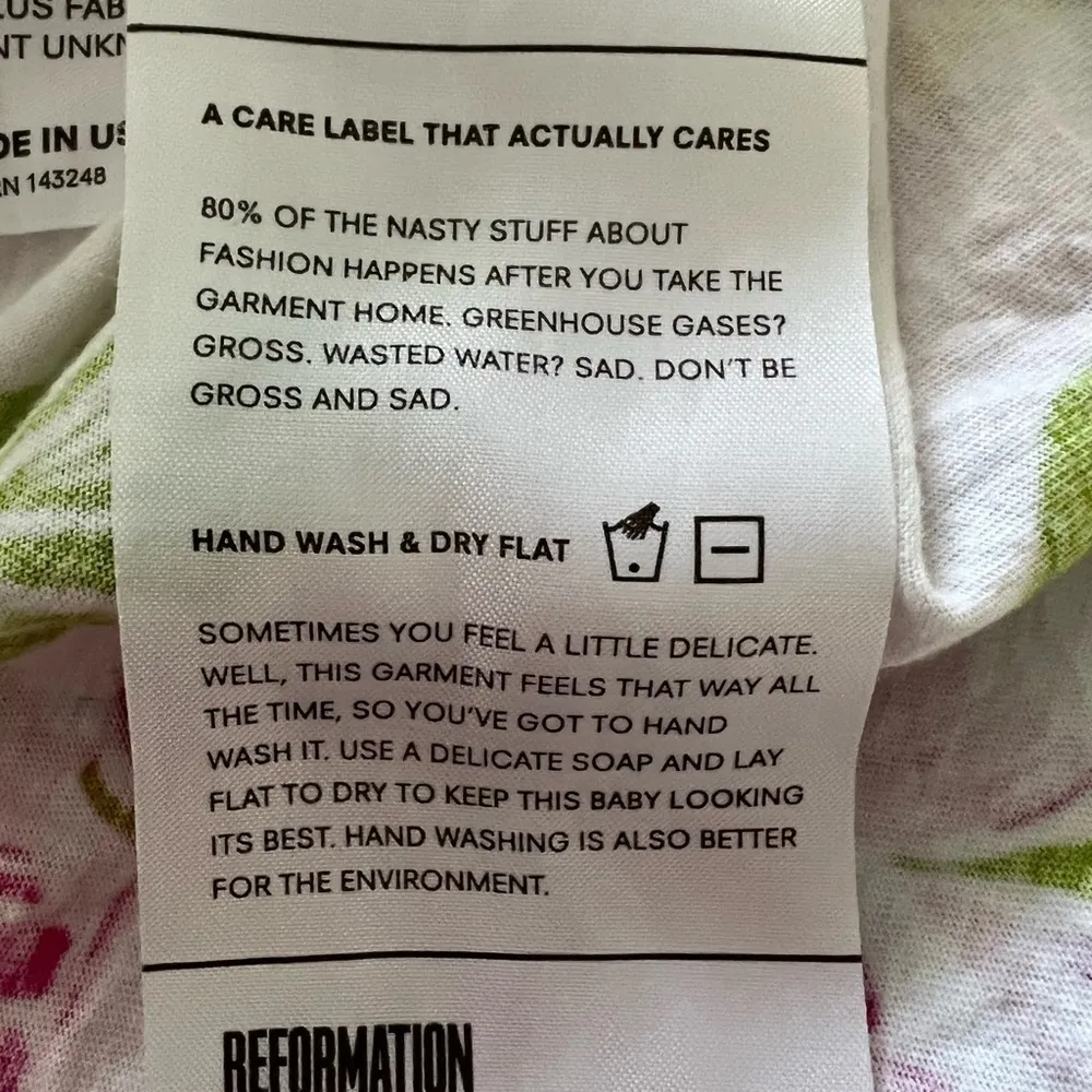 Reformation Tropical Island Floral Tunic Surplus Fabric Top | Small | Pink/Green - Image 6