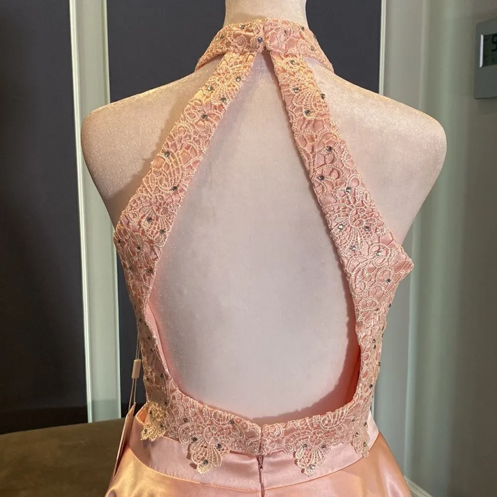 Women’s Satin & Lace Halter Short Prom Party Dress 2 Pieces Size 4 NWT - Image 5