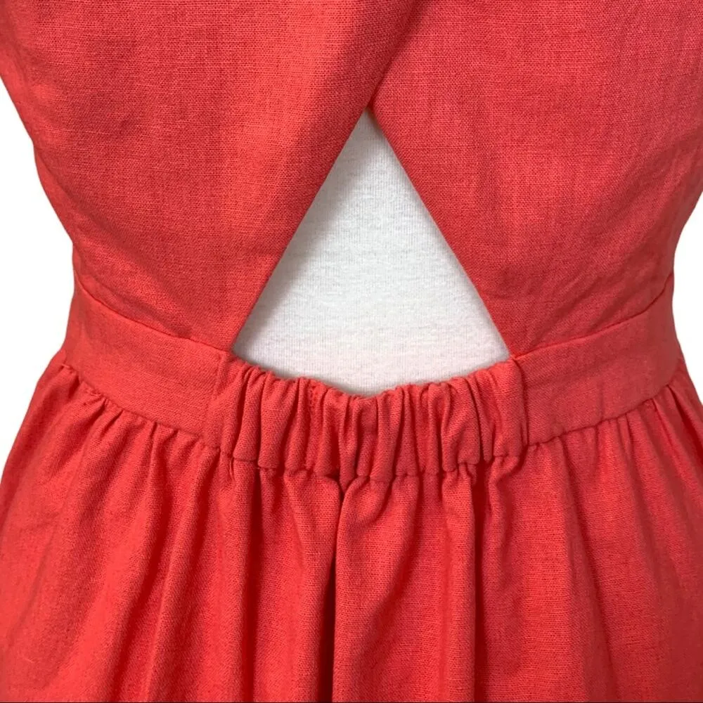 Market & Spruce NEW Halter Dress Linen Coral Linen Cotton Women's Size Medium - Image 12
