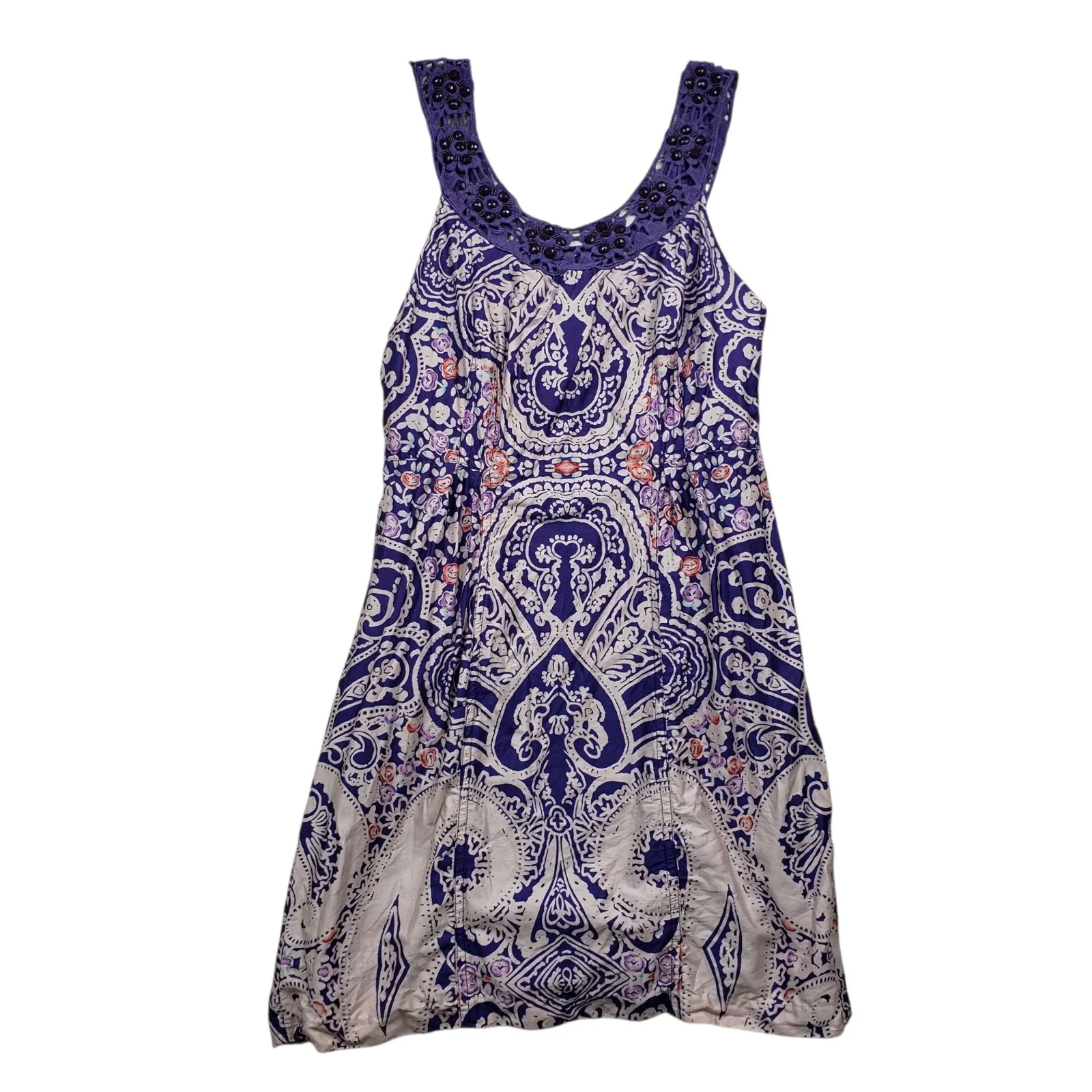Free People Folklore Paisley Dress Womens Size 4 Jewel Trim Boho - Image 9