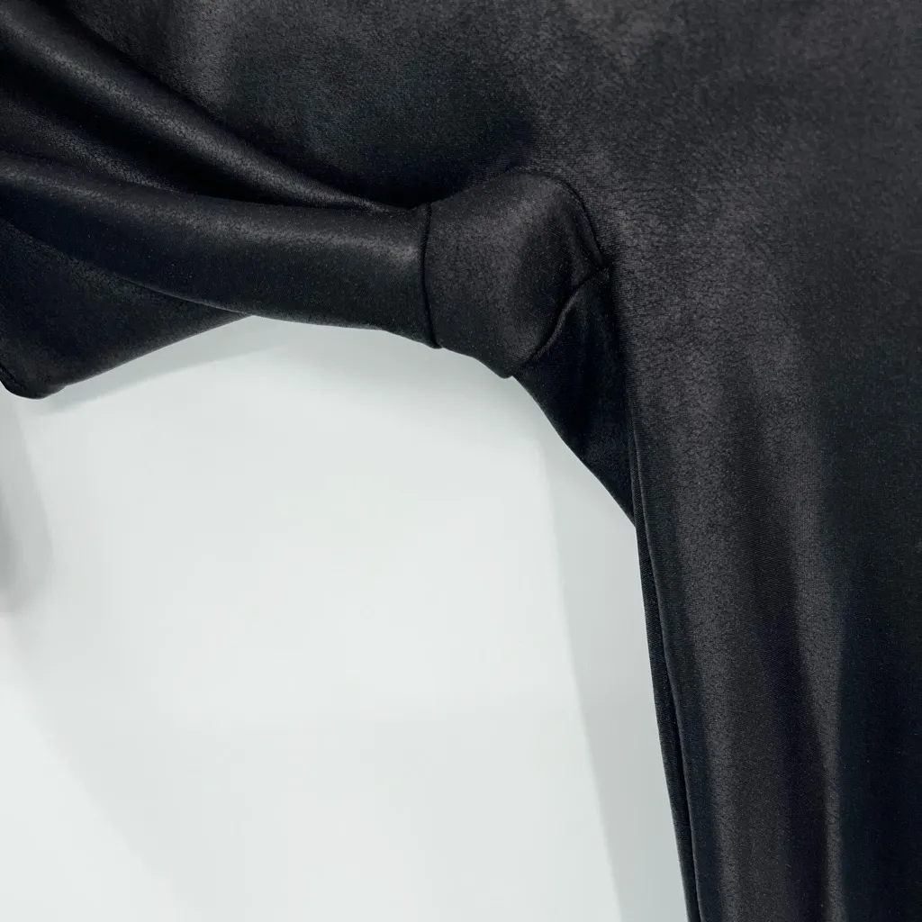 SPANX Faux Leather Leggings Shapewear High Waist Full Length Black Size Large - Image 13