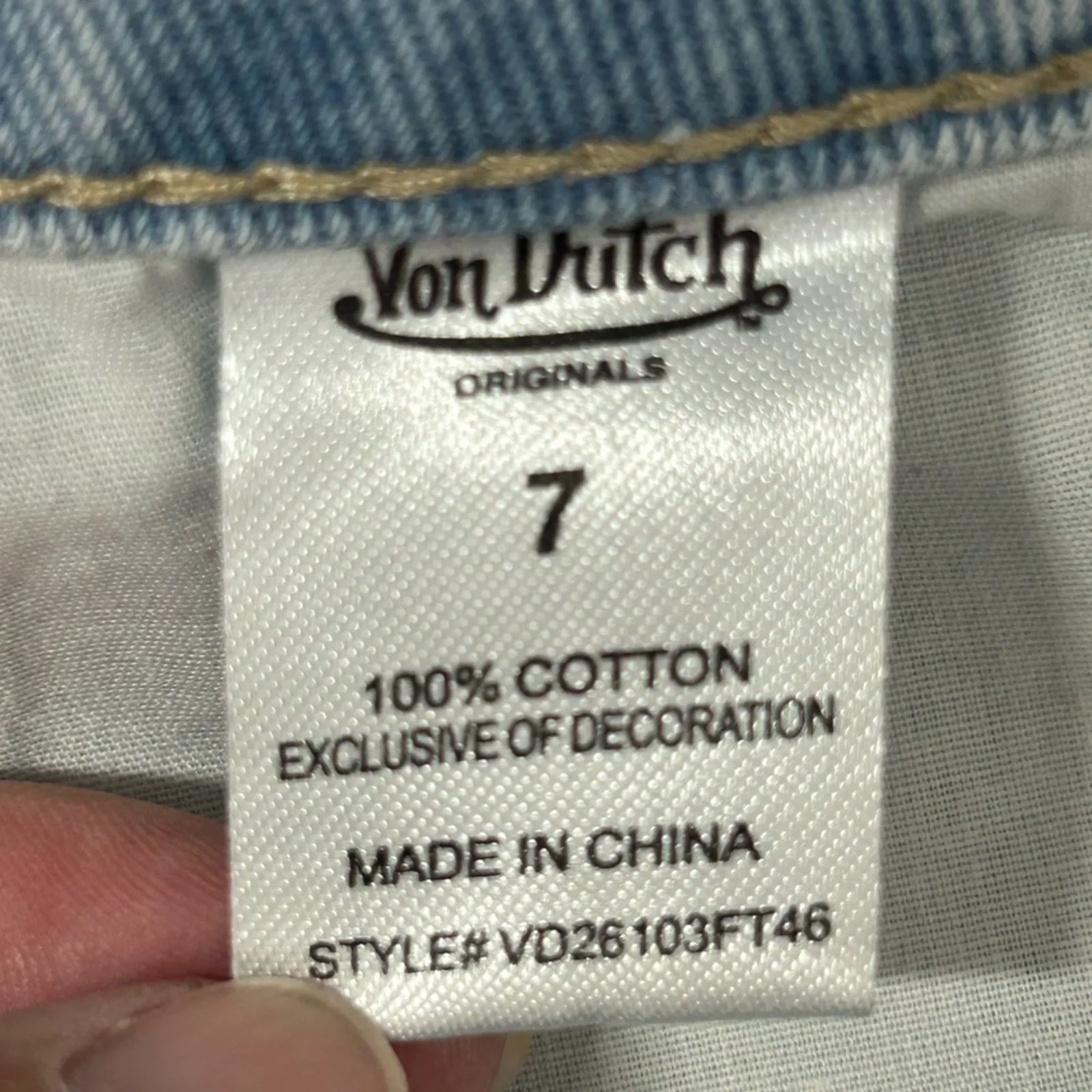 Von Dutch Y2K Patchwork Wide Leg Jeans NWOT Light Wash Distressed Size 7 - Image 13