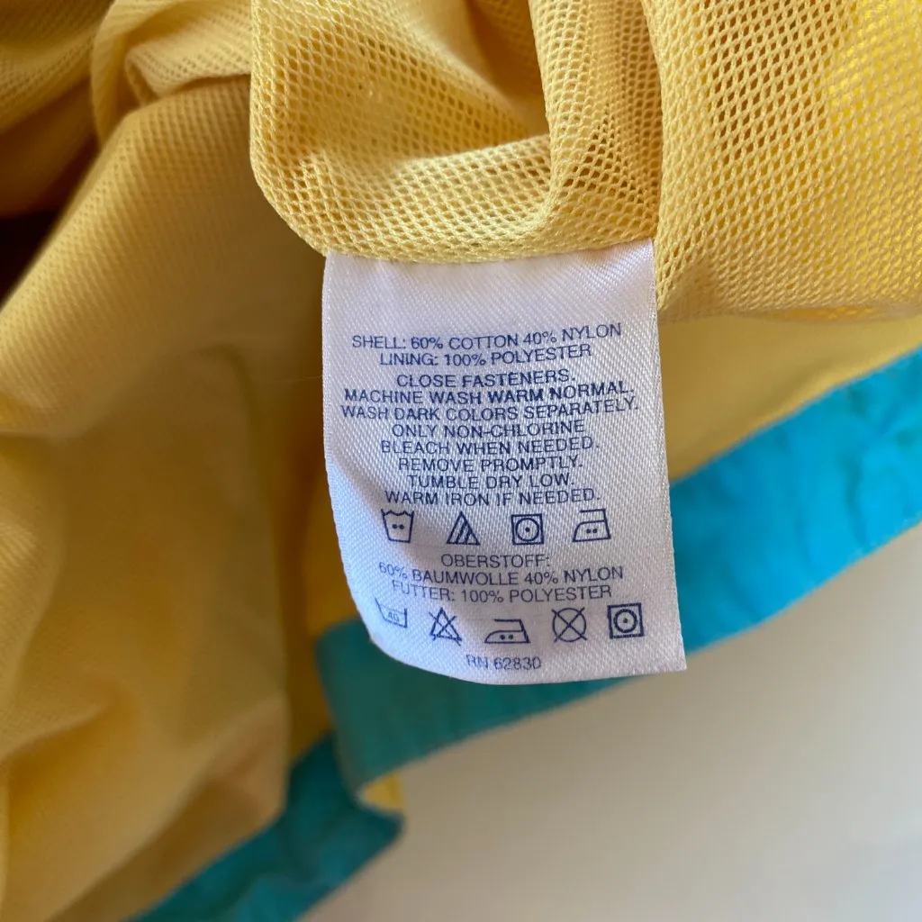 Lands' End yellow and blue lined long sleeve hooded quarter zip jacket women's L - Image 9