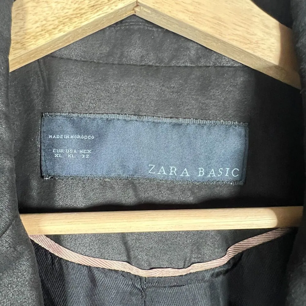 Faux Suede Blazer Women XL Black Single Button Elevated Basic - Image 2