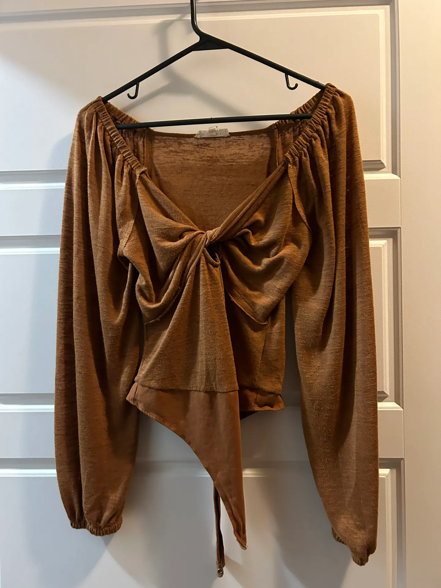 Burnt Orange Tie Front Detail Bodysuit - Image 2