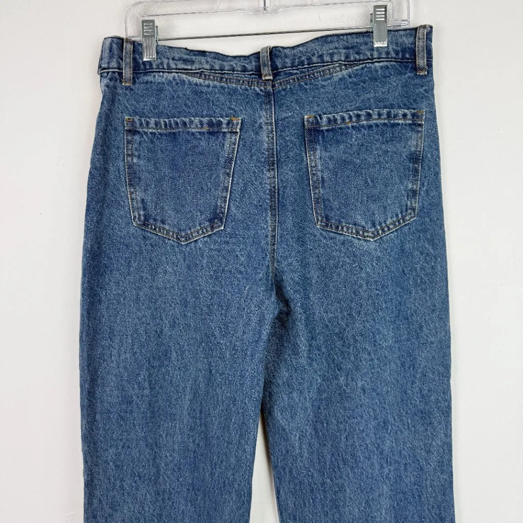 NWT Edikted Raquel Folded Jeans Distressed Medium Wash Size Medium M NEW - Image 13