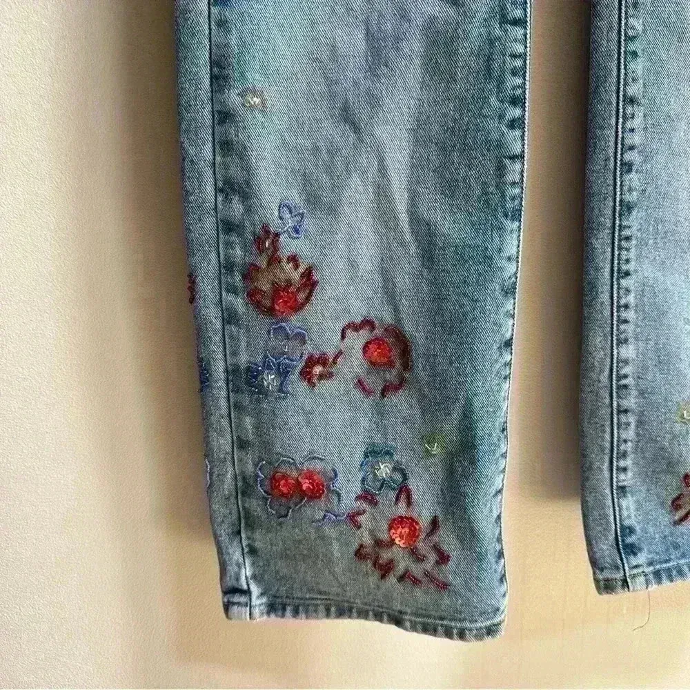 Vintage Limited Too Jeans USA Beaded Floral Boho Bootcut Jeans Women’s 6R Y2K - Image 3