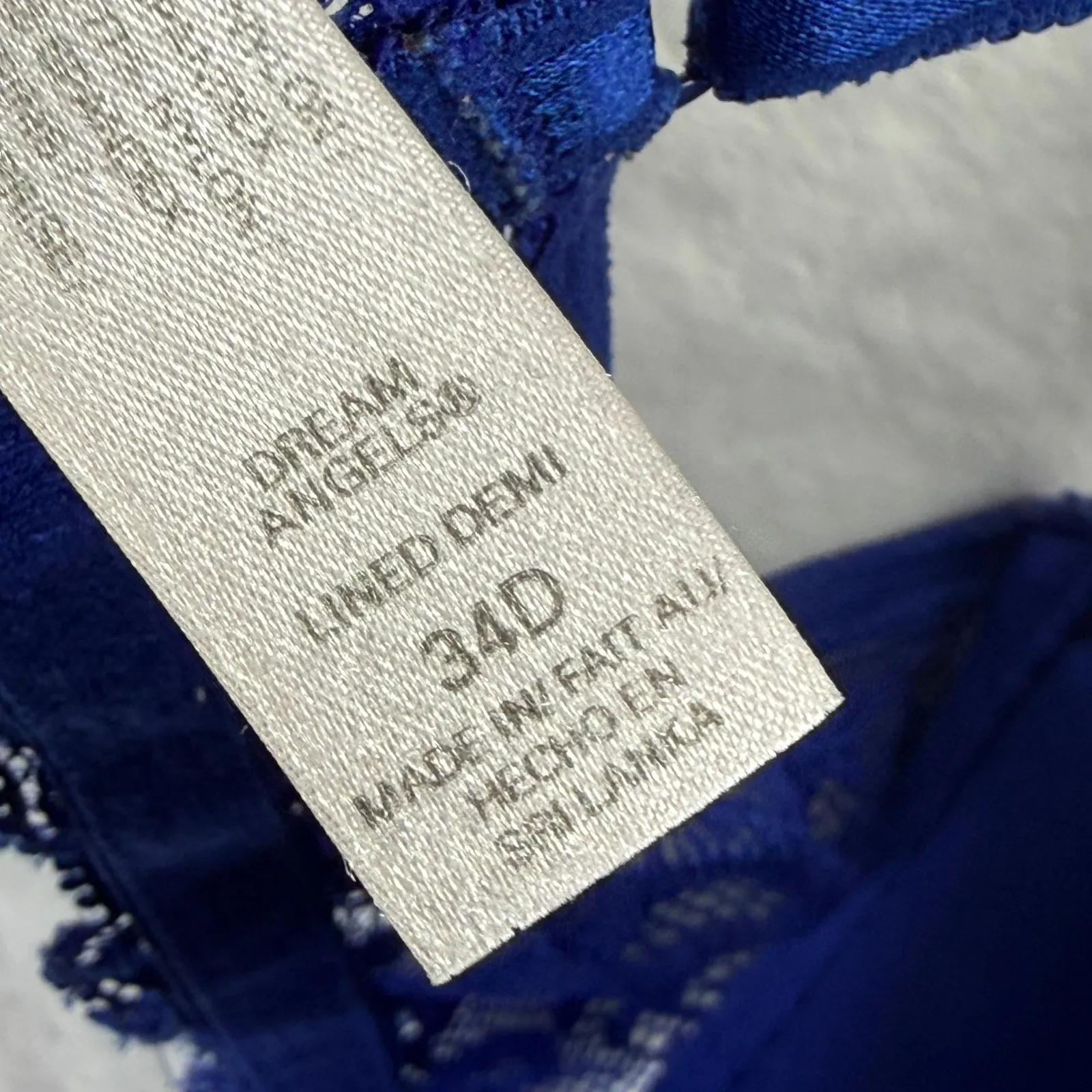 Victoria's Secret Dream Angels Lined Demi Bra 34D Blue Leopard Lace Bow - Image 5