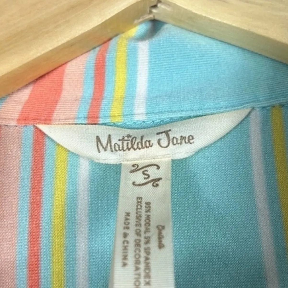 Matilda Jane Goodnight Pajama Top Womens S Pastel Blue Striped Relaxed Whimsy - Image 5