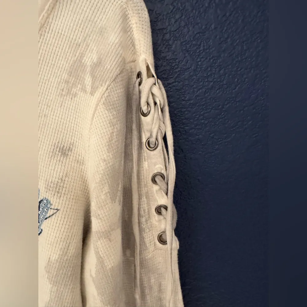 Affliction American Customs God Built Women's White Gray Hoodie Size Medium - Image 9