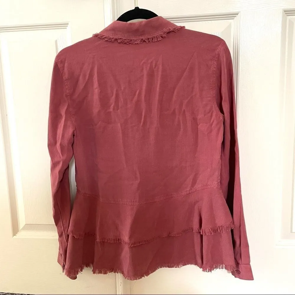 Cloth and Stone red tiered  button down shirt - Image 4